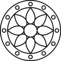 Black Outline Illustration Of Dharamchakra Icon. vector