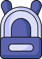 plano estilo mochila icono en azul color. vector