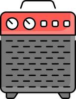 Amplifier Speaker Flat Icon In Red And Grey Color. vector