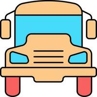Colorful Front View Van Or Bus Icon In Flat Style. vector