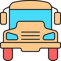 Colorful Front View Van Or Bus Icon In Flat Style. vector