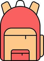 Isolated Backpack Icon In Red And Orange Color. vector