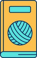 Knitting Book Icon In Turquoise And Yellow Color. vector