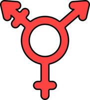 Red Transgender Flat Icon On White Background. vector