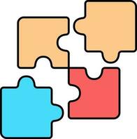 Colorful Jigsaw Icon In Flat Style. vector