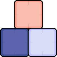 apilar cubitos icono en rosado y azul color. vector