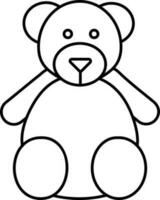 Black Linear Style Cute Teddy Bear Icon. vector