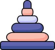 Ring Pyramid Toy Icon In Blue And Pink Color. vector