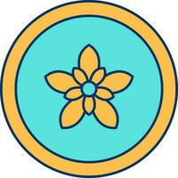 Embroidery Icon In Turquoise And Orange Color. vector