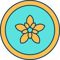 Embroidery Icon In Turquoise And Orange Color. vector