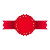 Empty Badge Ribbon Element In Red Color. vector