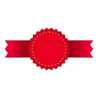 Empty Badge Ribbon Element In Red Color. vector