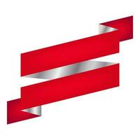 Empty Ribbon Element In Red And Silver Color. vector