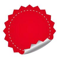 Red Empty Round Curl Label Or Tag On White Background. vector