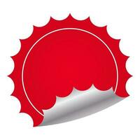 Empty Curl Round Label Or Tag Element In Red And Silver Color. vector