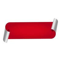 Red Empty Curl Paper Tag Or Banner On White Background. vector