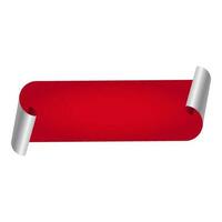 Red Empty Curl Paper Tag Or Banner On White Background. vector