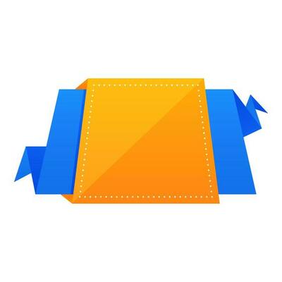 Blank Label Or Sticker, Template Element In Blue And Chrome Yellow Color.
