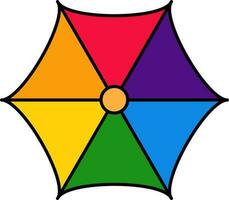 Top View Of Colorful Open Umbrella Icon. vector