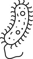 Black Thin Line Art Of Bacteria Icon. vector