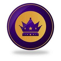 Golden And Purple Crown Token, Badge Element On White Background. vector