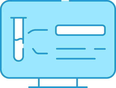 Lab Test Report In Computer Screen Blue And White Icon. vector