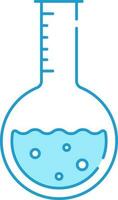 Blue And White Liquid Beaker Flat Icon. vector