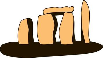 Flat Style Stonehenge Icon In Orange And Brown Color. vector