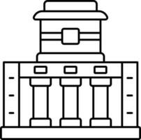 Isolated Frescoes Temple Icon In Black Outline. vector