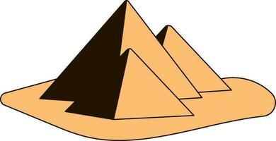 plano estilo giza pirámide icono en marrón y naranja color. vector