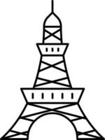 Eiffel Tower Icon In Black Linear Art. vector