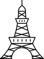 Eiffel Tower Icon In Black Linear Art. vector