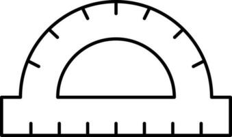 Black Line Art Protractor Scale Flat Icon. vector