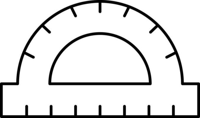 Black Line Art Protractor Scale Flat Icon.