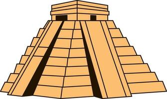 plano estilo Chichen itza icono en naranja y marrón color. vector