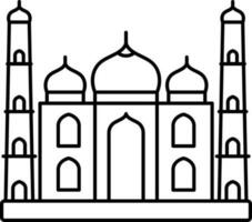 Illustration Of Taj Mahal Icon In Black Line Art. vector