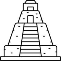 Aztec Pyramid Icon In Black Linear Art. vector