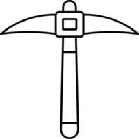 Black Linear Style Pickaxe Icon Or Symbol. vector