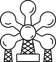 Atomium Icon In Black Outline. vector