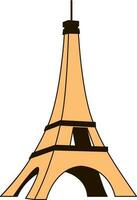 Flat Style Eiffel Tower Icon In Orange And Brown Color. vector