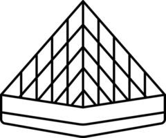 Louvre Pyramid Icon In Black Outline. vector