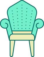 Armchair Icon In Turquoise And Yellow Color. vector