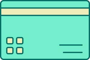 Flat Style Payment Card Icon In Turquoise And Yellow Color. vector