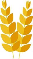 Flat Style Wheat Ears Icon In Yellow Color. vector