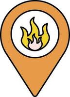 Fire Location Center Icon Or Symbol In Orange And Yellow Color. vector