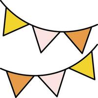 Hanging Colorful Bunting Icon In Flat Style. vector