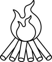 Illustration Of Bonfire Icon In Black Line Art. vector