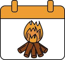 Bonfire Symbol Calendar Brown And Orange Icon. vector