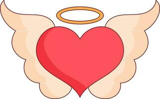 Flying Heart With Wings Icon In Red And Peach Color. vector