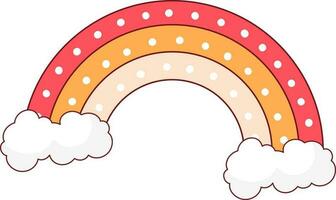 aislado arco iris con nube icono en plano estilo. vector